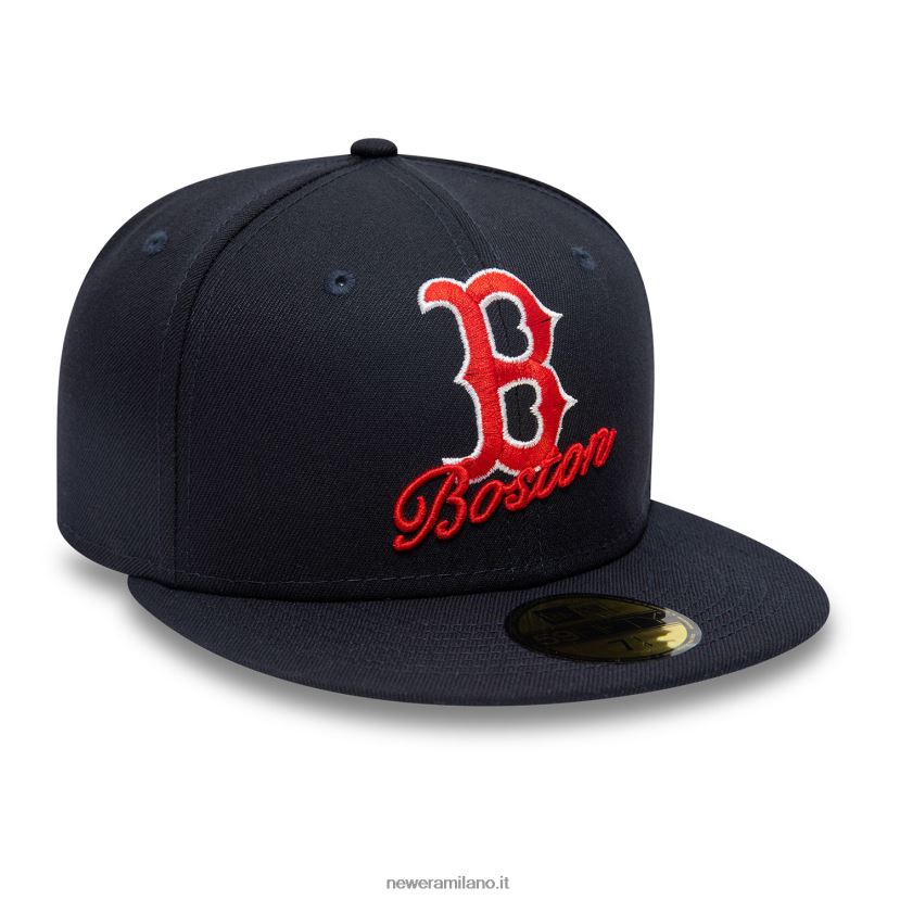 New Era Z282J21165 cappellino 59fifty blu navy con doppio logo dei boston red sox