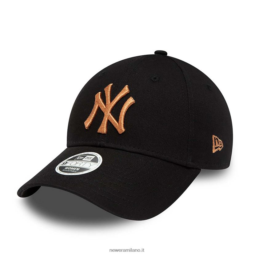 New Era Z282J21533 cappello regolabile 9forty nero con logo metallico da donna dei New York Yankees
