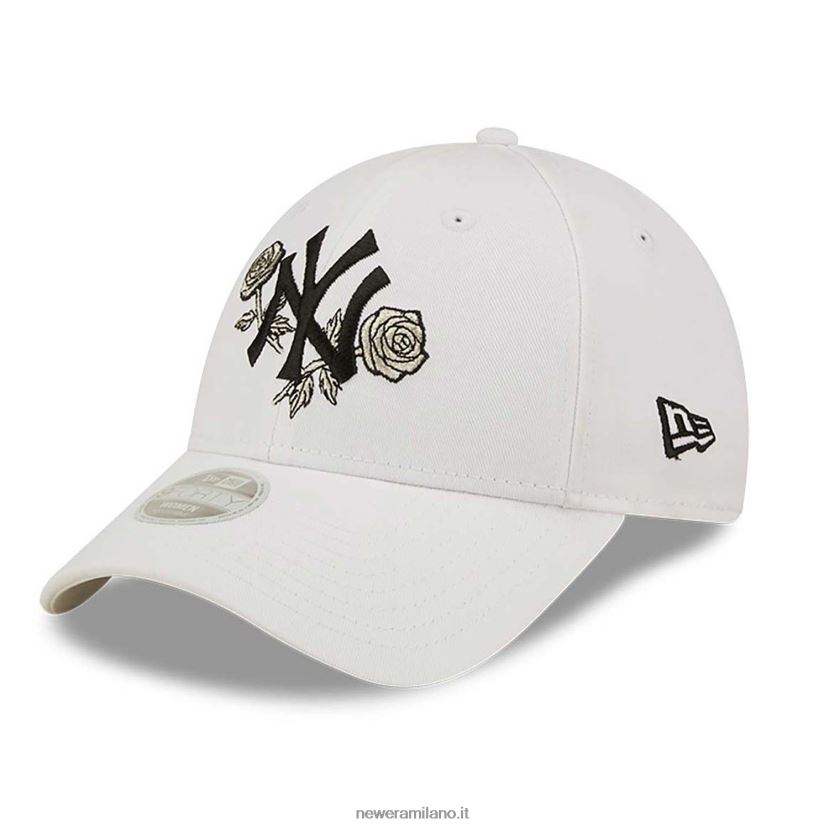 New Era Z282J21711 berretto regolabile 9forty bianco metallizzato floreale da donna dei New York Yankees