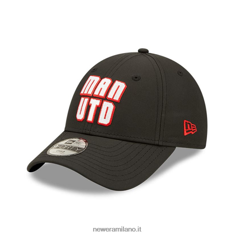 New Era Z282J21785 cappellino regolabile 9forty nero con marchio giovanile del manchester united