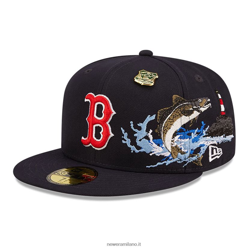 New Era Z282J2407 cappellino aderente 59fifty blu navy dei Boston Red Sox State Park