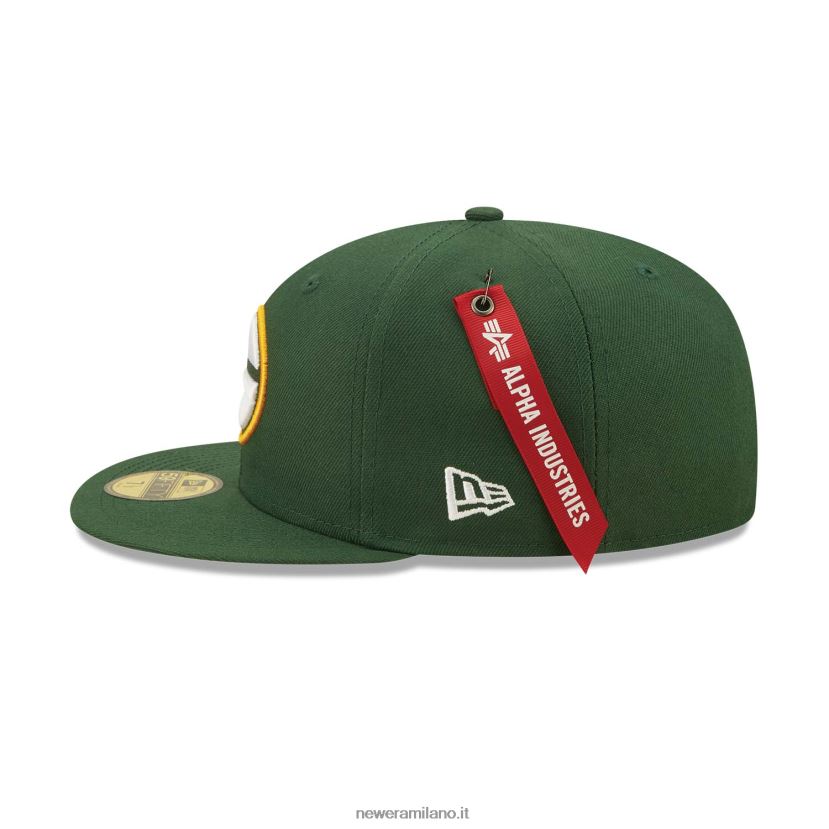 New Era Z282J2547 Green Bay Packers x Alpha Industries Cappellino aderente verde 59fifty
