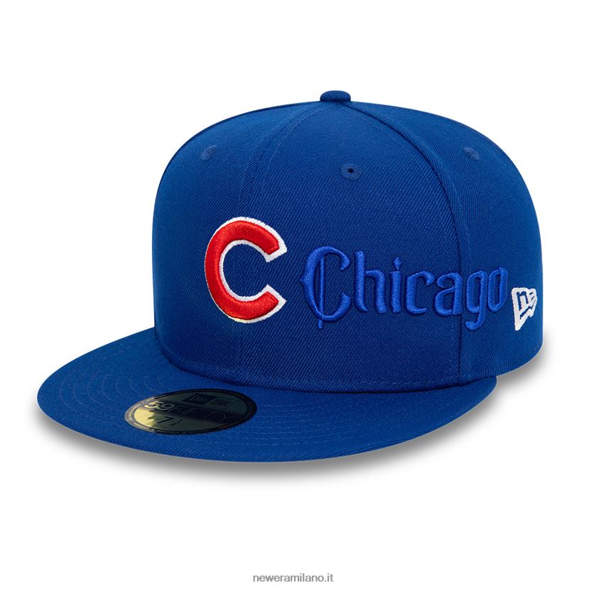 New Era Z282J2565 cappellino aderente Chicago Cubs 59fifty blu con scritta