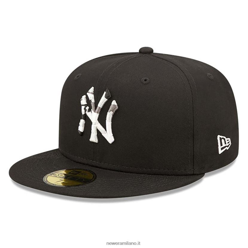 New Era Z282J2738 New York Yankees monocamo infill nero 59fifty cappellino aderente