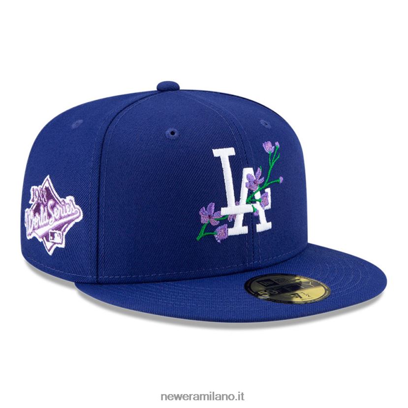 New Era Z282J2910 la Dodgers mlb side patch bloom blue 59fifty cappellino aderente