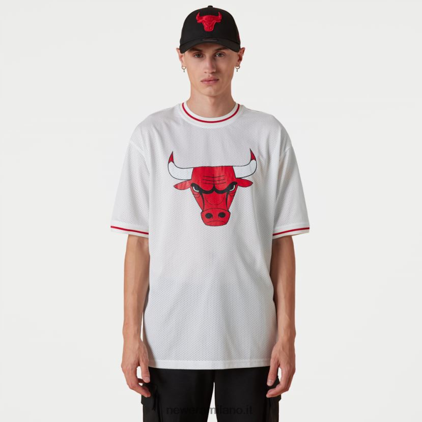 New Era Z282J22908 t-shirt in rete bianca oversize con logo Chicago Bulls nba