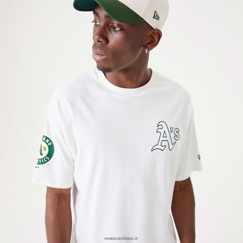 New Era Z282J23014 t-shirt oversize bianca aperta Oakland Athletics mlb heritage